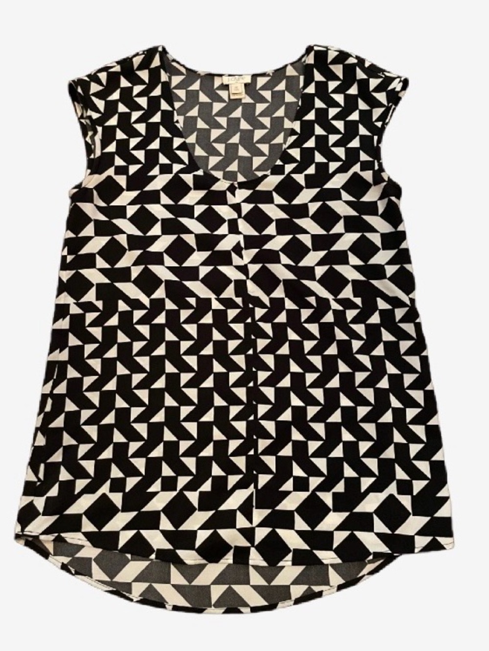 J. Crew Black & beige Geometric Sleeveless Blouse